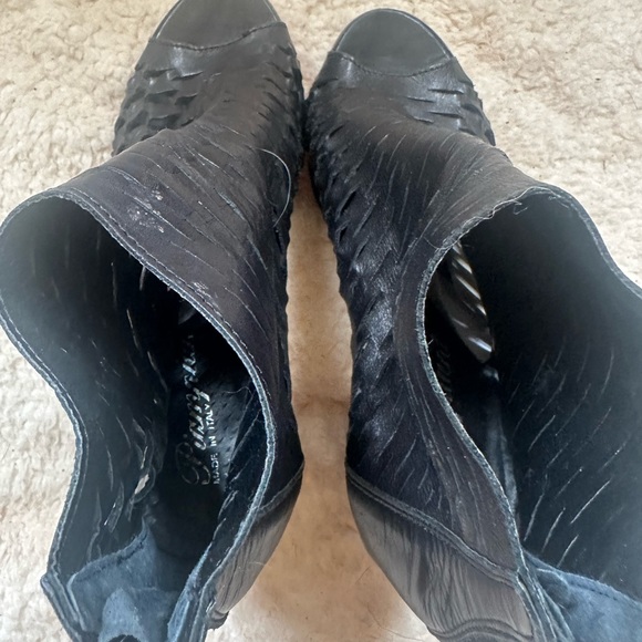 LAVORAZIONE ARTIGIANALE Piampoiani Italian Leather Peep Toe Boots Sz 38 or 7 US - Picture 9 of 9